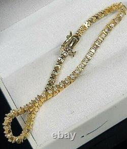 Bracelet de tennis en diamant pour dames de 8 carats en or jaune 14K de style vintage, 7,5 pouces