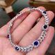 Bracelet De Tennis Pour Femmes En Saphir Bleu Taillé Ovale De 8,00 Ct Finition En Or Blanc 14 Carats