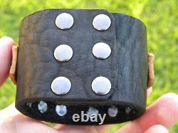Bracelet en cuir de bison véritable avec un nickel indien Buffalo de 1937 et une pierre d'onyx