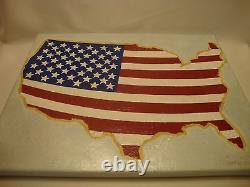 Carte d'Amérique des États-Unis Drapeau Acrylique Peint à la Main sur Toile Tendue Fabriqué aux États-Unis