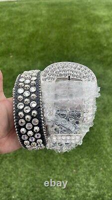 Ceinture BB Simon 2617 Lavasan Classique Noir/Transparent 100% Authentique 28 44