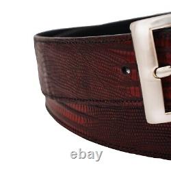 Ceinture en cuir de lézard noir cerise véritable (Fabriquée aux États-Unis)