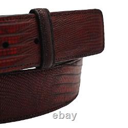 Ceinture en cuir de lézard noir cerise véritable (Fabriquée aux États-Unis)
