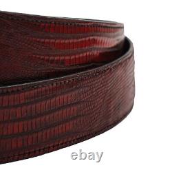 Ceinture en cuir de lézard noir cerise véritable (Fabriquée aux États-Unis)