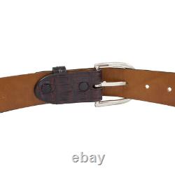 Ceinture en cuir véritable d'alligator noir cerise à double queue faite à la main (Fabriquée aux États-Unis)
