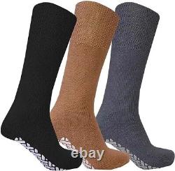 Chaussettes d'équipage pour hommes en vrac non glissantes pour diabétiques avec bordure ample non contraignante 9-11