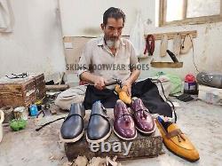 Chaussures pour hommes de moine triple en cuir imprimé crocodile gris de qualité supérieure faites à la main