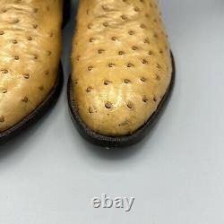 Classiques Lucchese Bottes en autruche pleine plume pour hommes Taille 11D Tan Incrustation Fait main VTG
