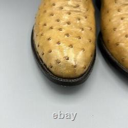 Classiques Lucchese Bottes en autruche pleine plume pour hommes Taille 11D Tan Incrustation Fait main VTG
