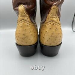 Classiques Lucchese Bottes en autruche pleine plume pour hommes Taille 11D Tan Incrustation Fait main VTG