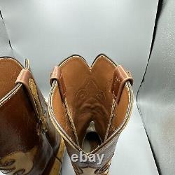 Classiques Lucchese Bottes en autruche pleine plume pour hommes Taille 11D Tan Incrustation Fait main VTG