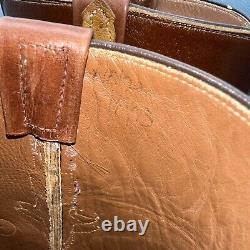 Classiques Lucchese Bottes en autruche pleine plume pour hommes Taille 11D Tan Incrustation Fait main VTG