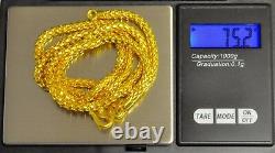Collier Balance Dragon 75.20 Gram Handmade In USA 24 Pouces 24k 9999 Yellow Gold