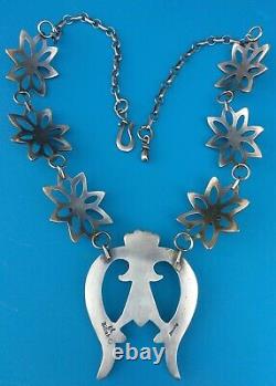 Collier Cast Turquoise & Sterling Squash Silver Blossomsigné El Billah