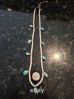 Collier Vintage en Heshi navajo en argent sterling et turquoise fleur