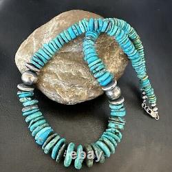 Collier en perles navajo bleues turquoise graduées en argent sterling 18 18319