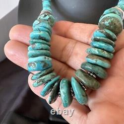 Collier en perles navajo bleues turquoise graduées en argent sterling 18 18319