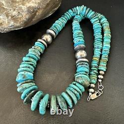 Collier en perles navajo bleues turquoise graduées en argent sterling 18 18319