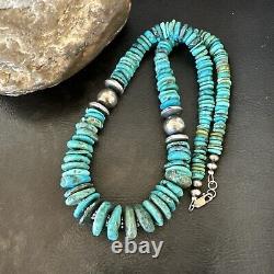 Collier en perles navajo bleues turquoise graduées en argent sterling 18 18319