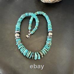 Collier en perles navajo bleues turquoise graduées en argent sterling 18 18319