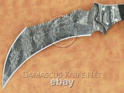 Couteau Karambit Big Damas Fabriqué À La Main Complet Tang USA Bouclier Épingle Mosaïque Dkk720