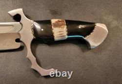 Couteau de chasse Bowie Badass Blades personnalisé 18.0 en acier D2 avec manche en corne - BA730