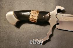 Couteau de chasse Bowie Badass Blades personnalisé 18.0 en acier D2 avec manche en corne - BA730