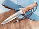 Couteau Tactique Fait Main Sur Mesure Rbh, Manche En Bois De Rose Et étui En Cuir, #rbh-02