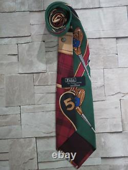 Cravate de golf en soie pure fabriquée à la main aux États-Unis par VTG Polo Ralph Lauren