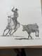 Dessin De Vache &agrave; Lasso De Cowboy, Art De Cheval Western Sign&eacute; M Murphy