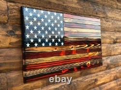 Drapeau américain en bois, drapeau patriotique, drapeau américain carbonisé, designer rustique