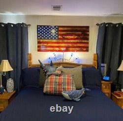Drapeau américain en bois, drapeau patriotique, drapeau américain carbonisé, designer rustique