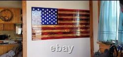 Drapeau américain en bois, drapeau patriotique, drapeau américain carbonisé, designer rustique