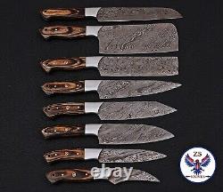 Ensemble de couteaux de chef en acier damas forgé à la main sur mesure Zs 46