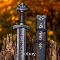Épée Viking N0rthman, lame en acier damassé fait main, lame double tranchant