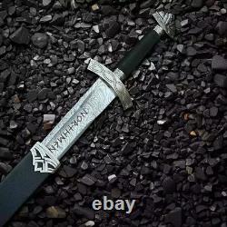 Épée Viking N0rthman, lame en acier damassé fait main, lame double tranchant