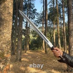Épée viking tactique en acier au carbone fait main, épée de chasse, camping