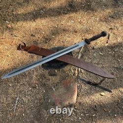 Épée viking tactique en acier au carbone fait main, épée de chasse, camping