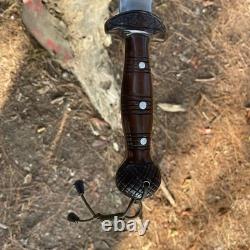 Épée viking tactique en acier au carbone fait main, épée de chasse, camping