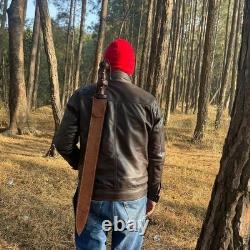 Épée viking tactique en acier au carbone fait main, épée de chasse, camping