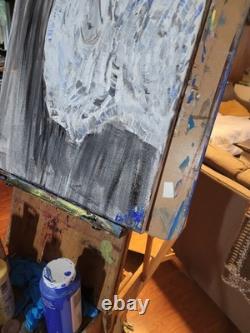 Esprit de Bison Blanc 16x20 Art Animalier Symbolique Expressionnisme Abstrait Vibrant