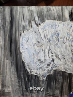 Esprit de Bison Blanc 16x20 Art Animalier Symbolique Expressionnisme Abstrait Vibrant