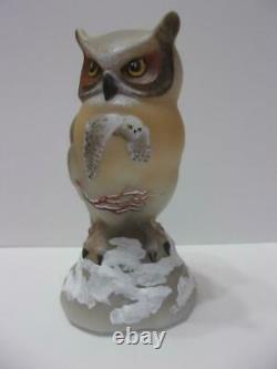 Fenton Glass Natural Owl Figurine Sand Sculpté Snowy Owl Ltd Ed 45 Fagca Easton