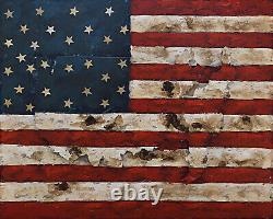Hand Made United State Map On USA Drapeau Trois Dimensional Painting All Metal