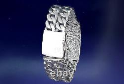 Heavy Solid Sterling Silver 2 Row Curb Link ID Bracelet Fabriqué À La Main Aux États-unis 80 Grams