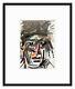 Homme Amérindien Avec Boucle D'oreille Ii Art Original Dessin Crayon Aquarelle