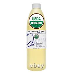 Huile de vitamine E biologique USDA pour cheveux, visage, peau, hydratant en vrac, non OGM