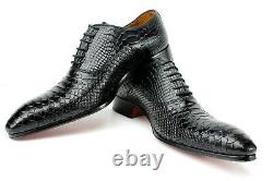 Ivan Troy George Noir Crocodile Fait Main Hommes Italien Robe En Cuir Chaussures Oxford