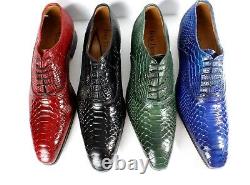 Ivan Troy George Noir Crocodile Fait Main Hommes Italien Robe En Cuir Chaussures Oxford