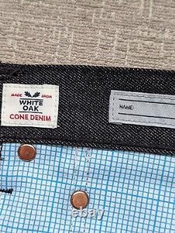 Jack Spade Homme Jeans De Selvedge Rigide Brut Fait Main USA Charbon De Bois W34 L31